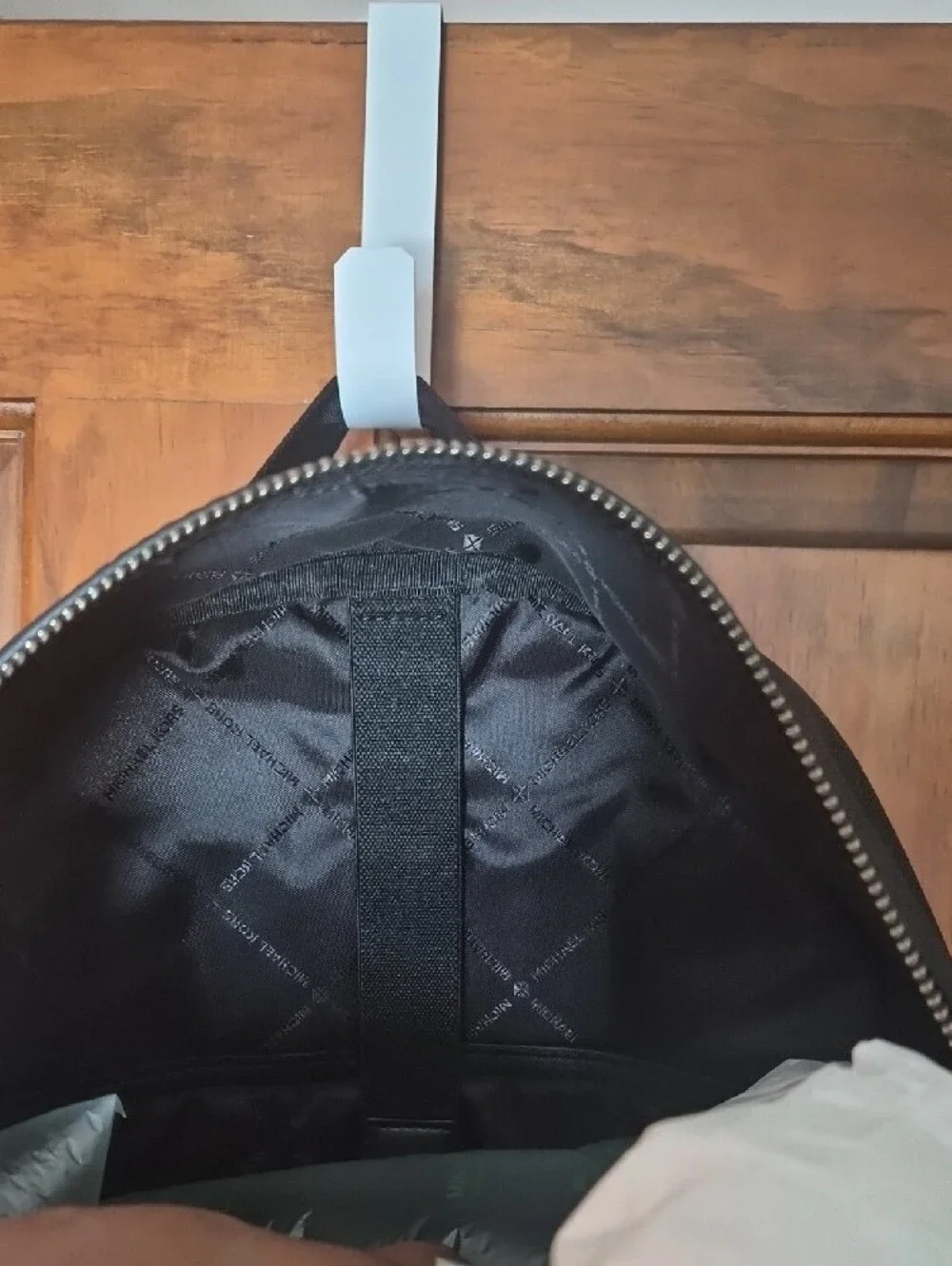 Michael Kors White and Black MK Logo Backpack